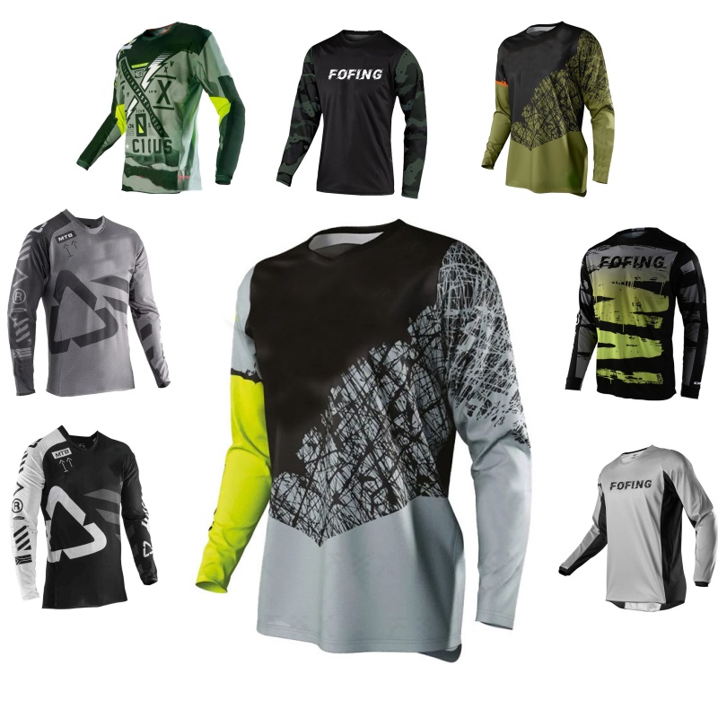 Mountain Biking Videos - เสื้อเจอร์ซีย์มอเตอร์ครอสพิมพ์ลายสำหรับปั่นจักรยานเสือภูเขาดาวน์ฮิลล์ แขนยาว สำหรับกีฬาออฟโรด รถมอเตอร์ไซค์วิบาก ATV MX