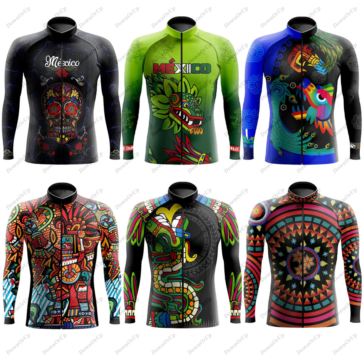 Mountain Biking New Mexico - เม็กซิโก Aztec ผู้ชายแขนยาวขี่จักรยาน Jersey Maillot Ciclismo