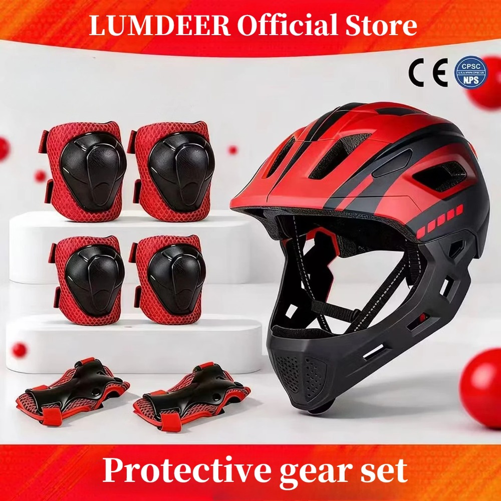 Mountain Biking Helmet Kids - ชุดอุปกรณ์ป้องกันศีรษะสำหรับเด็ก LUMDEER หมวกกันน็อค MTB แบบเต็มหน้า ถอดประกอบได้