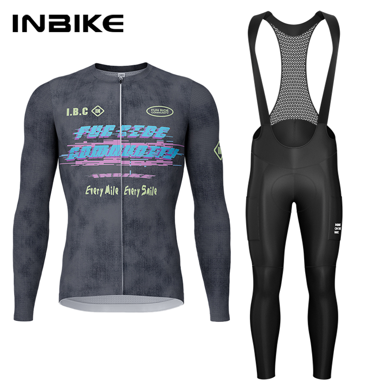 Mountain Biking Long Sleeve Shirt - ชุดปั่นจักรยาน INBIKE สำหรับฤดูใบไม้ผลิและฤดูใบไม้ร่วง เสื้อปั่นจักรยานแขนยาว กางเกงปั่นจักรยานแบบมีแผ่นรอง ชุดปั่นจักรยานเสือภูเขาและเสือหมอบ
