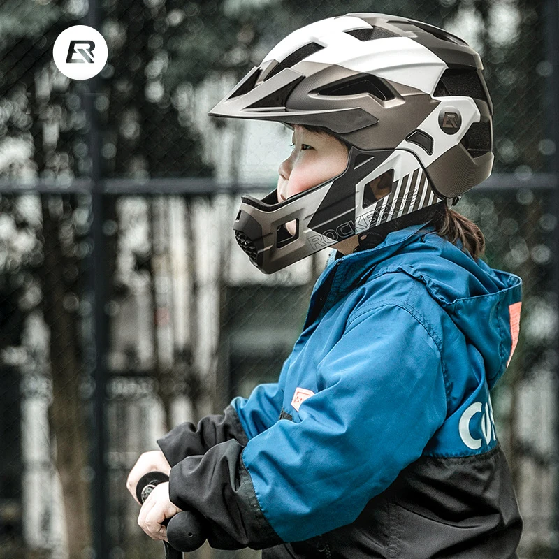 Mountain Biking Helmet Kids - หมวกกันน็อคจักรยานเด็ก ROCKBROS แบบถอดได้เต็มใบ สำหรับเด็กเล่นกีฬา ปั่นจักรยานเสือภูเขา ขี่มอเตอร์ไซค์