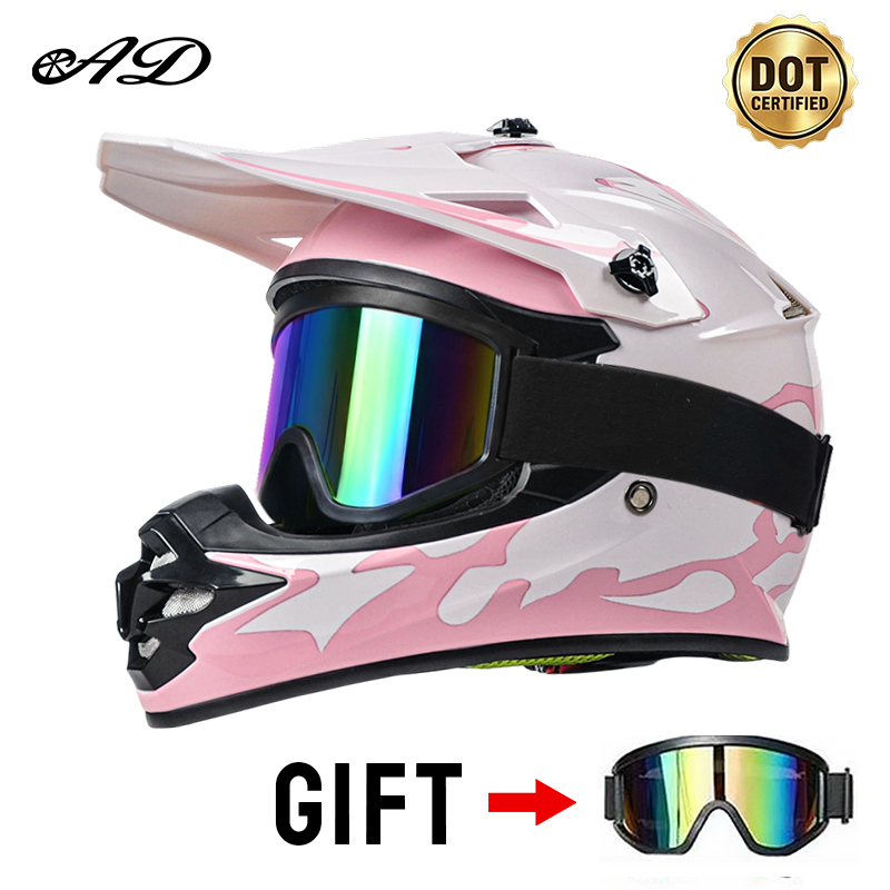 Mountain Biking Helmet Kids - หมวกกันน็อคเด็กคุณภาพสูงได้รับการรับรองมาตรฐาน DOT เหมาะสำหรับขี่มอเตอร์ไซค์แบบออฟโรด ขี่บนถนน ขี่จักรยานเสือภูเขา พร้อมแว่นตา